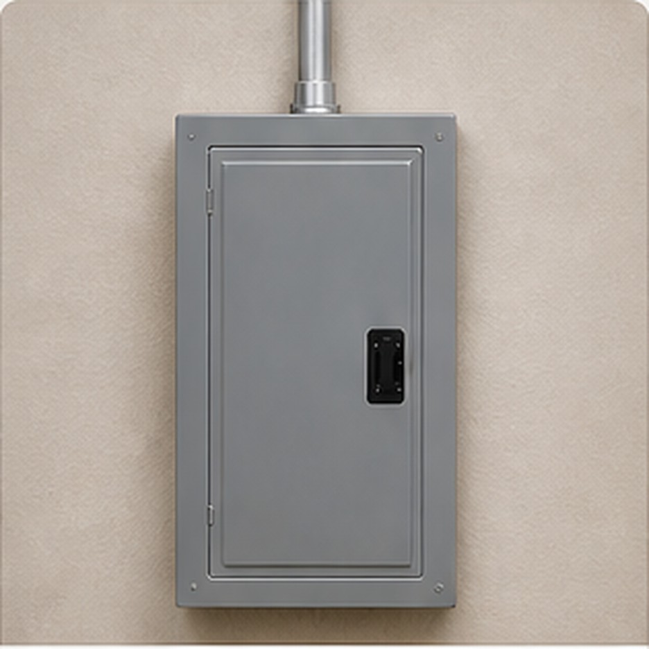 Clean generic electrical panel on a finished wall