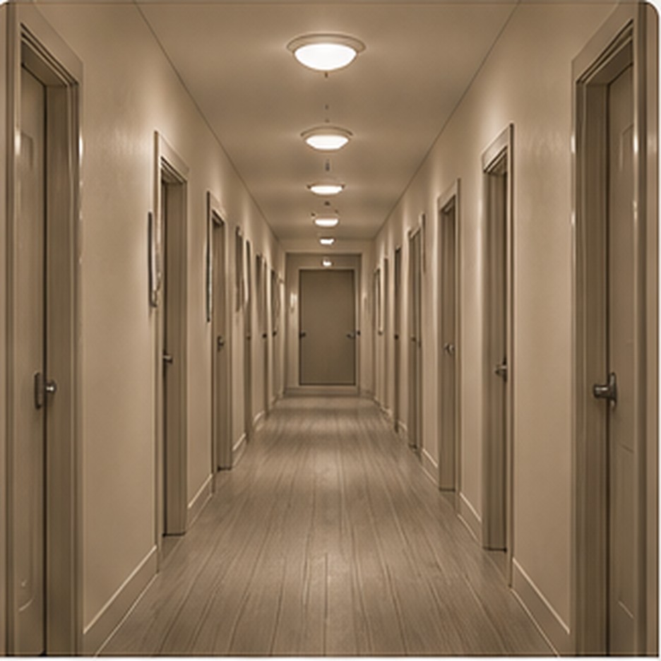 Cleanly lit residential or commercial corridor