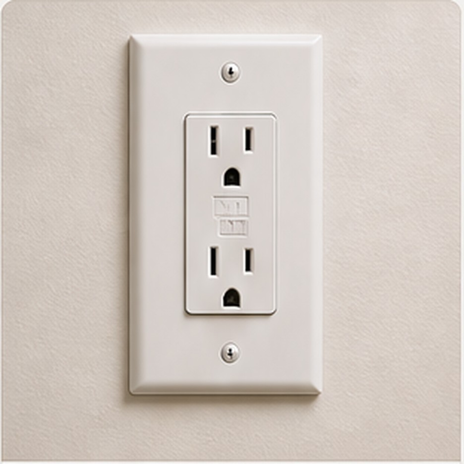 Finished electrical receptacle on a clean interior wall